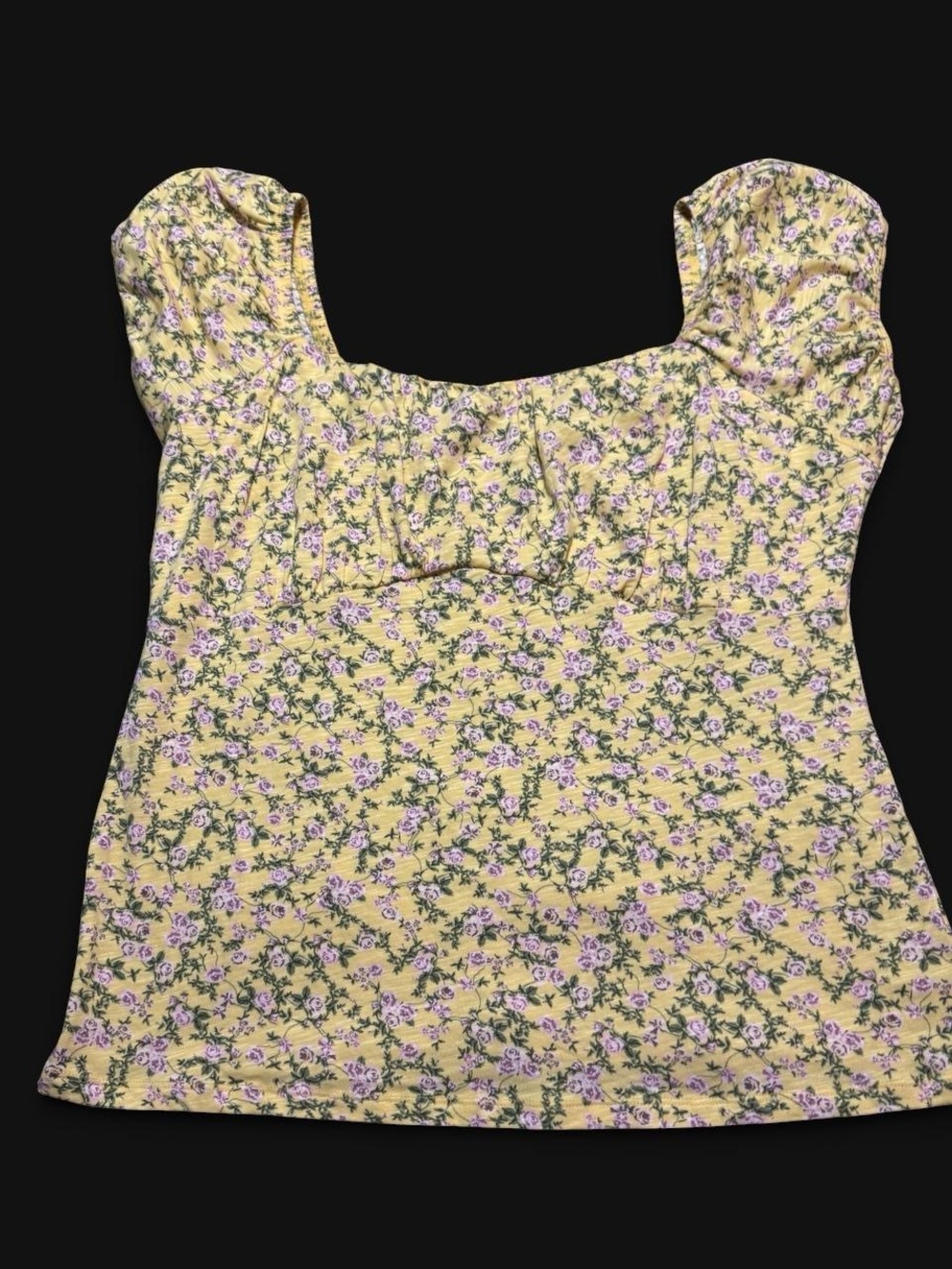 torrid Yellow Floral Square-Neck Puff Sleeve Top